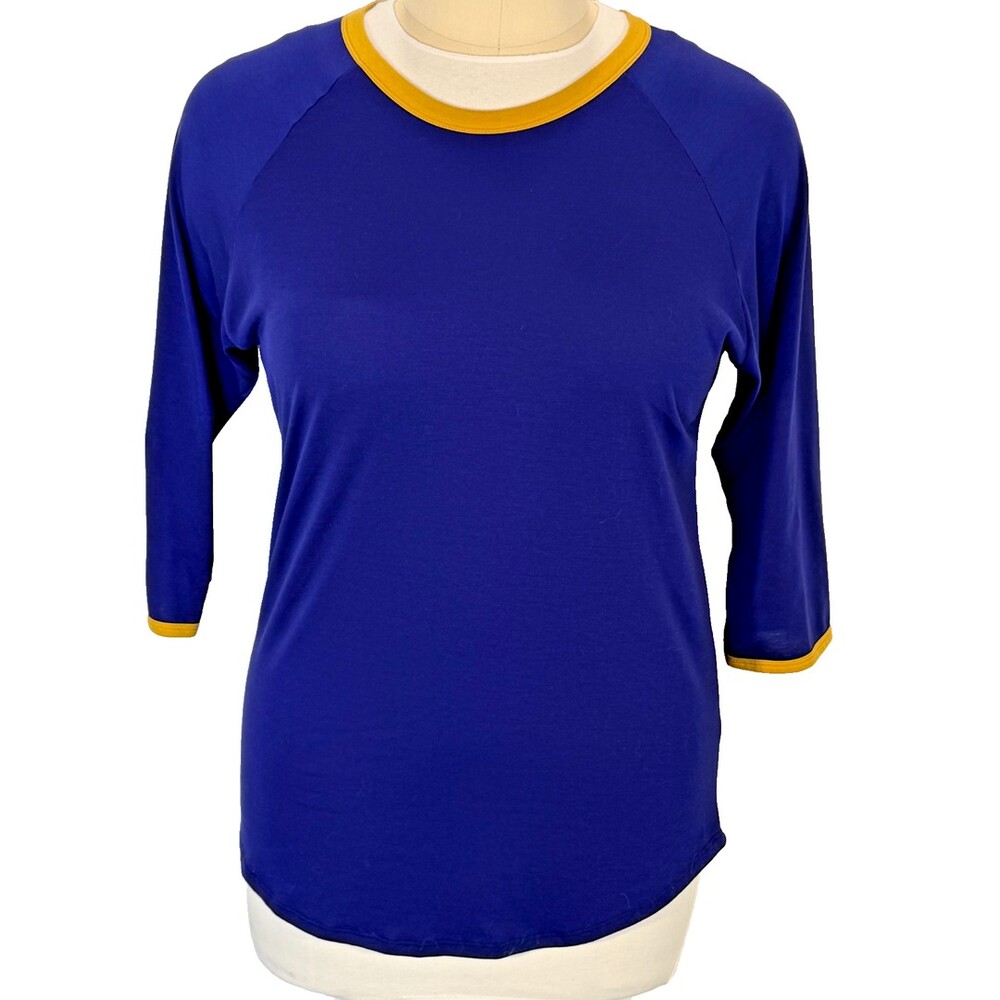 LulaRoe Tunic Tee Shirt Women's XL Royal Blue Ringer Tee Round Neck 3/4 Sle